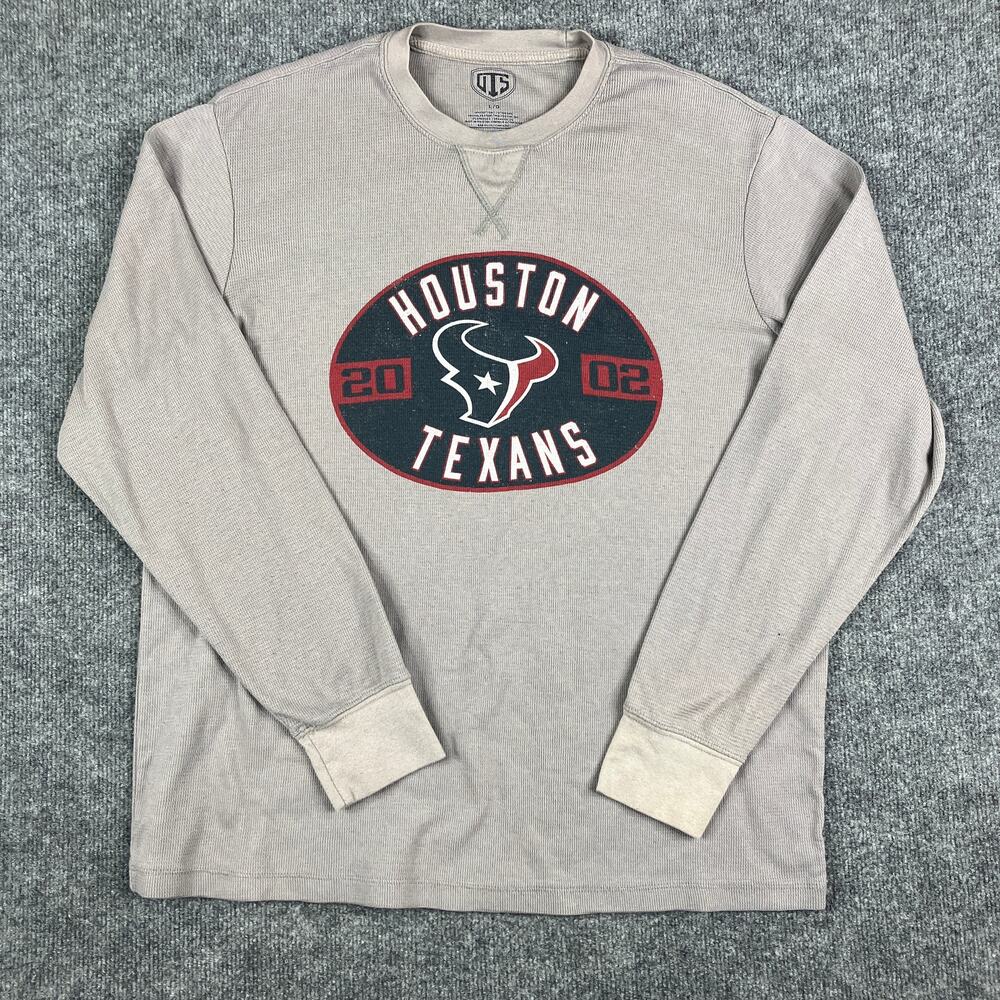 OTS Houston Texans Long Sleeve Shirt Men's Size L Gray Graphic NFL Tee Casual